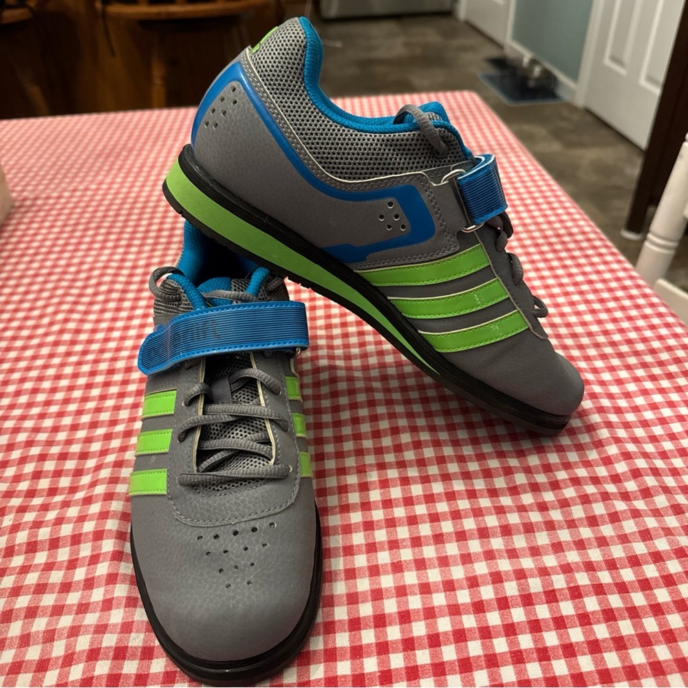 Adidas Powerlift 2 Gray with Green and Blue Accents